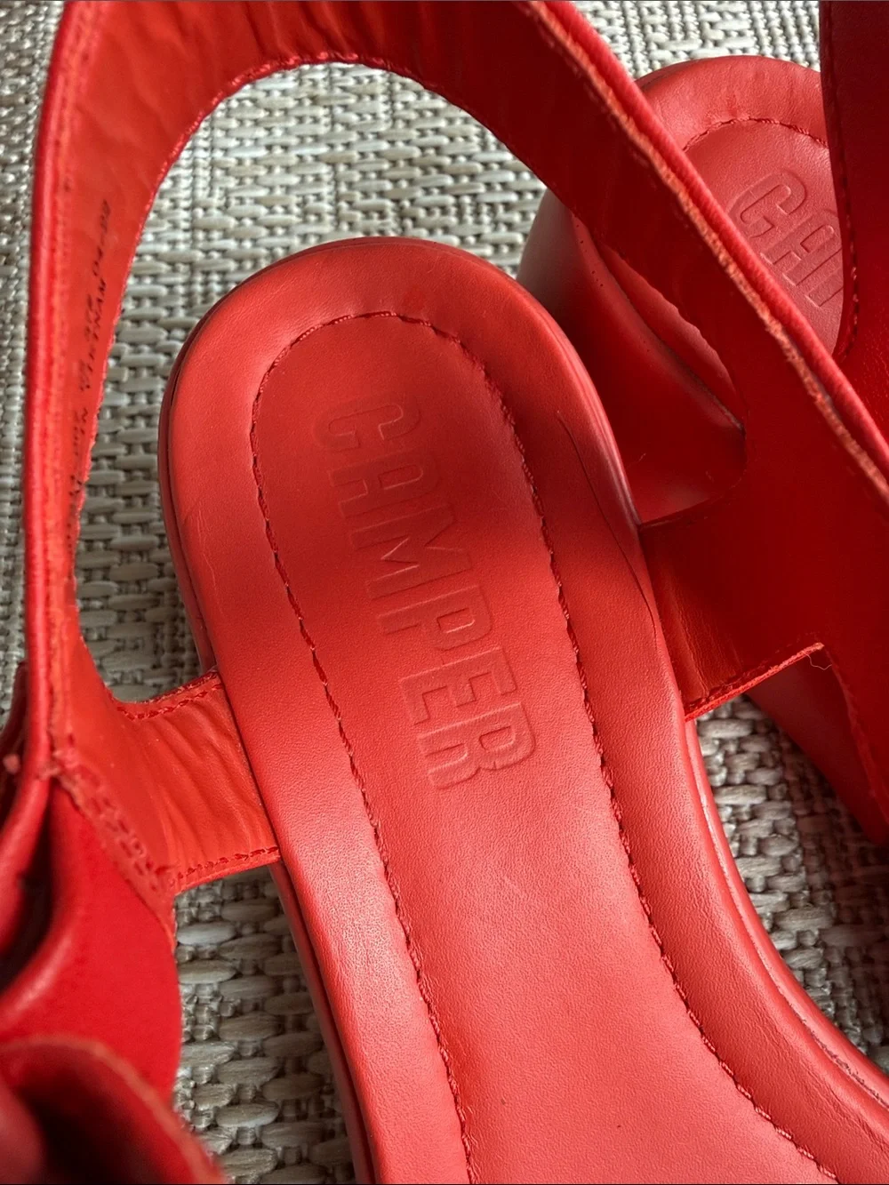 CAMPER: Women Red Buckle Wedge Sandals - Comfortable Summer Shoes
